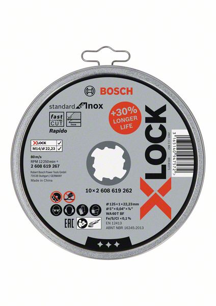 X-LOCK Standard for Inox 10x115x1x22.23mm Straight Cutting Product picture, non-packaged (Print)