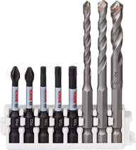 Pack of 8 impact control screw driver bits 50mm and ceramic drill bits, Pick and Clic PH2, PZ2, T20, T25, T30, Multi Construction Bits 5.0/6.0/8.0mm