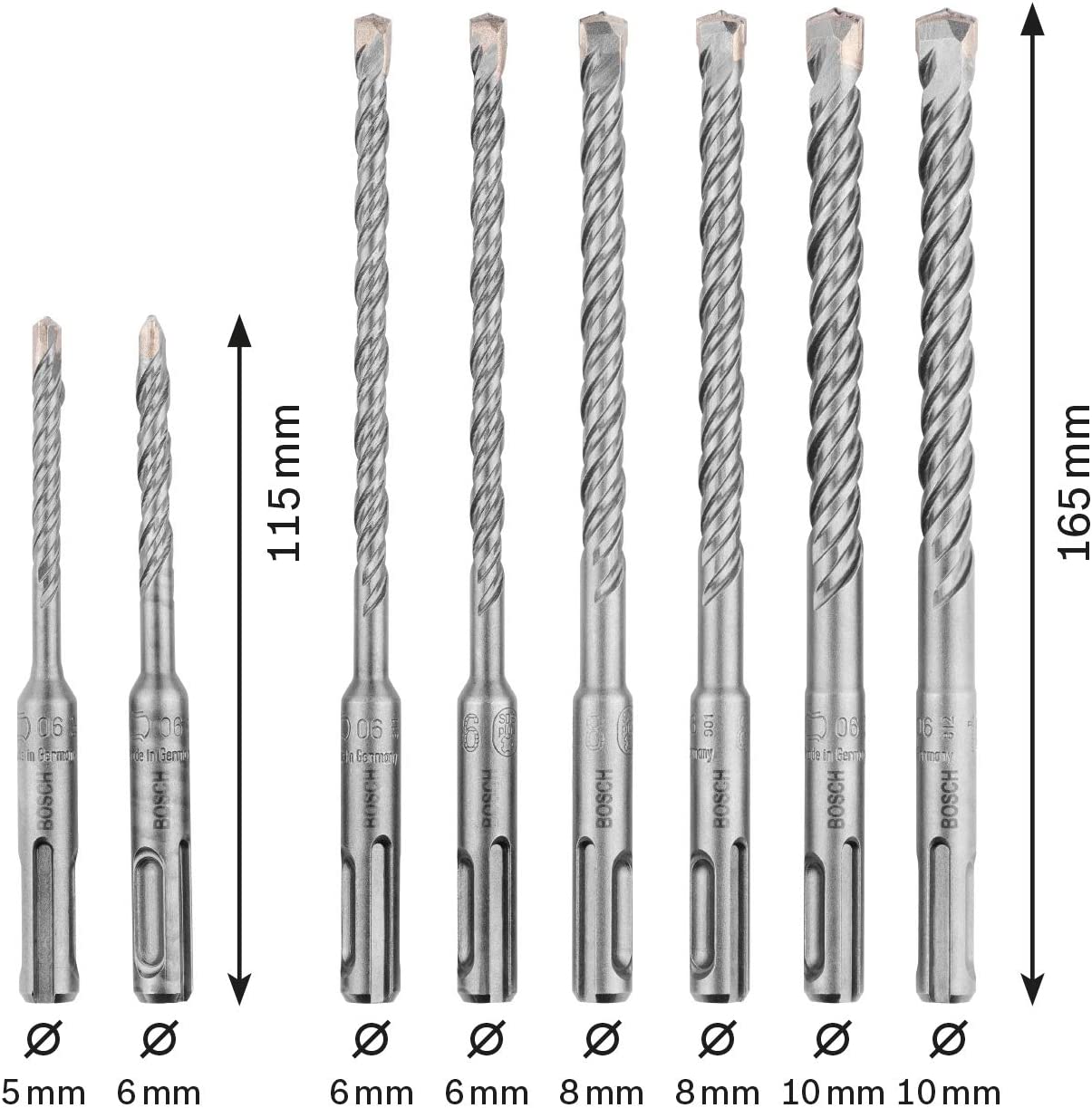 8-Piece Hammer Drill Bit SDS plus