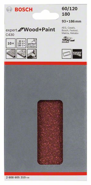 C430 sanding sheet, pack of 10 Product image, packaged,frontside
