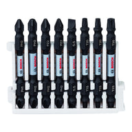 Pack of 8 impact control double ended screw driver bits 65mm, Pick and Clic PH1-PH2, PH2-PH3, PH2-PZ2 (2x), SL1x5.5-SL1x5.5, T15-T20 (2x), T25-T30
