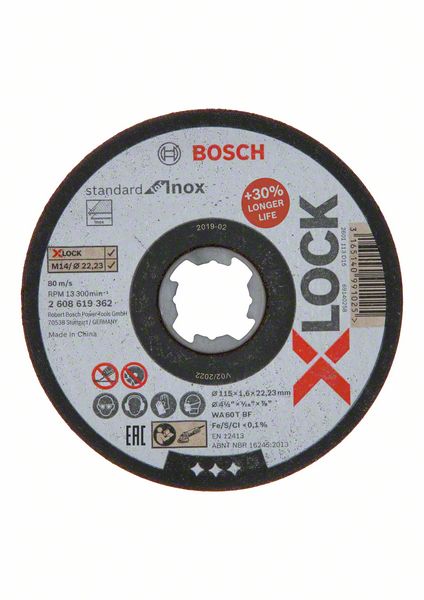 X-LOCK Standard for Inox 10x115x1x22.23mm Straight Cutting Reprezentativní obrázek vybaleného výrobku, zpředu