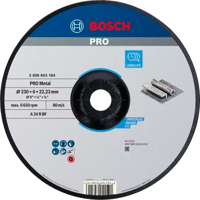 Standard for Metal grinding disc with depressed centre PRO Metal Bonded Grinding Disc (230 / 22.23 / 6)