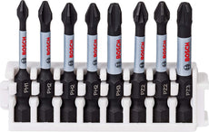 Pack of 8 impact control screw driver bits 50mm, Pick and Clic PH1, PH2 (3x), PH3, PZ2 (2x), PZ3 Pack of 8 impact control screw driver bits 50mm, Pick and Clic PH1, PH2 (3x), PH3, PZ2 (2x), PZ3