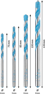 4pcs Multi-purpose drill bit set 4/5/6/8mm