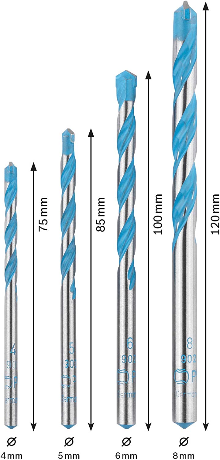 4pcs Multi-purpose drill bit set 4/5/6/8mm