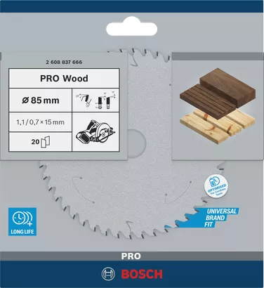 PRO Wood cordless Circular Saw Blade 85x1.1/0.7x15 T20 (85 / 20 / 1.1)