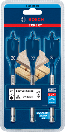 EXPERT Self Cut Speed Spade Bit Sets (3 Pcs)