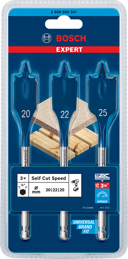 EXPERT Self Cut Speed Spade Bit Sets (3 Pcs)