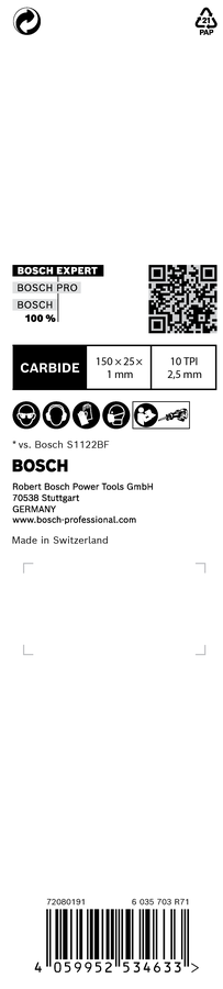 EXPERT ‘Medium-Thick Tough Metal’ S 955 HHM Reciprocating Saw Blade 1-pc