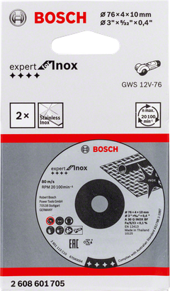 Expert for INOX 2 pcs x 76 x 4 x 10mm grinding disc (76 / 4)