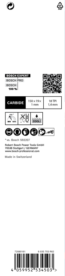 EXPERT ‘Thin Tough Metal’ S 922 EHM Reciprocating Saw Blade 1-pc (1.0 )