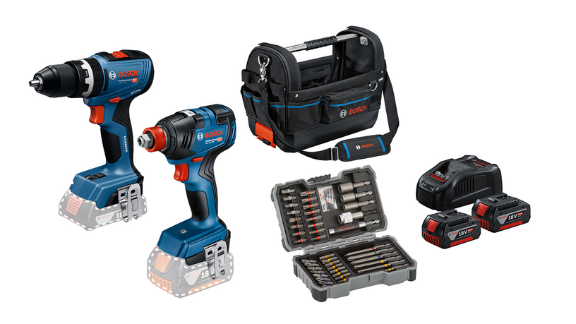 Profesionální sada: GSB 18V-65 + GDX 18V-200 + Sada bitů + GBA + GAL + GWT 20