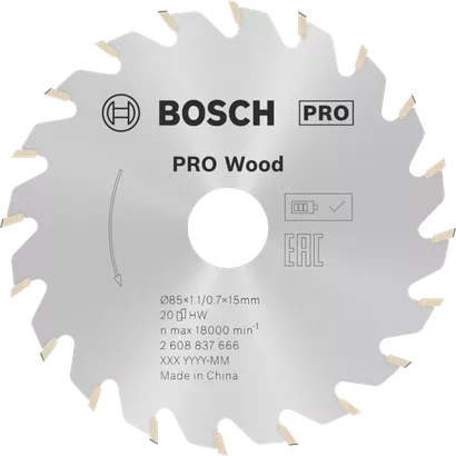 PRO Wood cordless Circular Saw Blade 85x1.1/0.7x15 T20 (85 / 20 / 1.1)