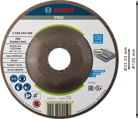 PRO Stainless Steel Bonded Grinding Disc (125 / 22.23)